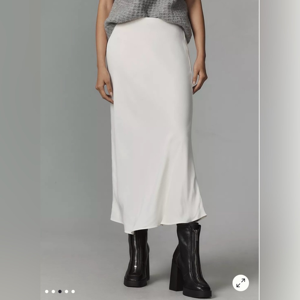 NWT Anthropologie Midi Slip Skirt - White XXS